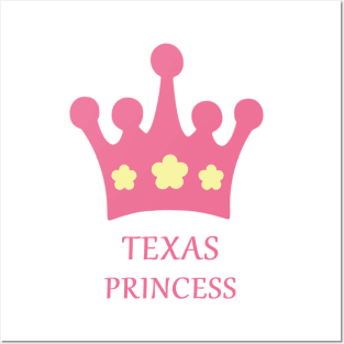 Texas Princess with Pink Crown and Yellow Flowers Posters and Art